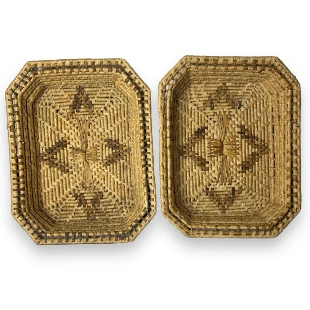 Matching Baskets -Set of 2- Wall Decor Catchall Raffia